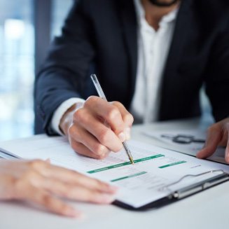 People go over paperwork